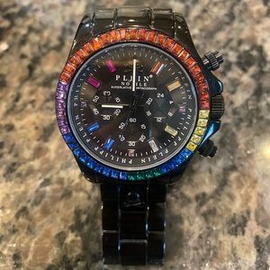 Philipp Plein “Skull” Nobile Chronograph Black/Rainbow bezel